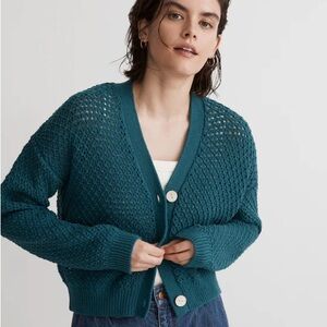 Madewell Open-Stitch Crop Cardigan Sweater